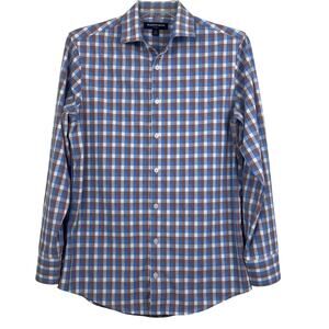 Mizzen+Main Leeward Shirt men’s medium trim, blue check rn 157281 poly/spandex